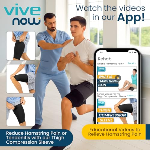 Vive Thigh Compression Sleeve (2 Pack) Hamstring Brace for Upper Thigh | Breathable Leg Support Wrap for Men & Women - Non Slip Elastic Sleeve for Pain Relief, Groin, Sciatica & Quadriceps - size: Large