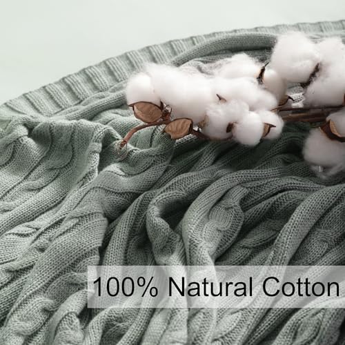 NTBAY Cotton Cable Knit Throw Blanket, 51 x 67, Light Grey - color: Light Grey, size: Throw(51"x67")