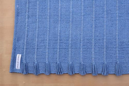 Jaipur Art & Rugs Cotton Yoga Rug - Eco-Friendly Hand-Woven Thick Mat (24”x72”x5mm) for Everyday Fitness at Home - Comfortable & Extra-Long - color: Light Blue