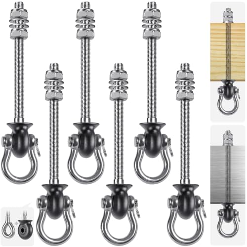 Dolibest Set of 6 Permanent Antirust Stainless Steel 304 Heavy Duty Swing Hangers for Playground Porch Yoga Hammock Chair, Easy to Install on Wood/Steel Beam, Rustproof and Durable, 7.67'' - color: Silver 7.67'' 6 Pack