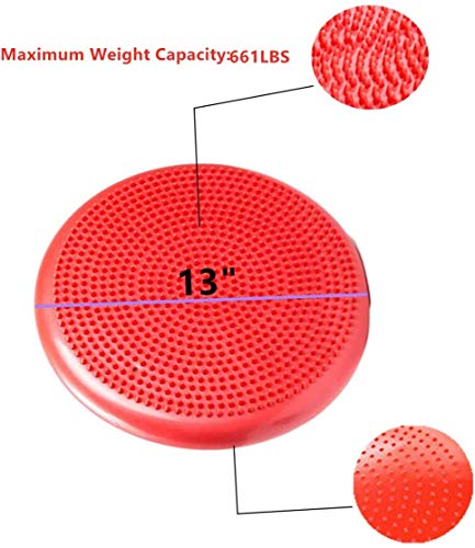 Inflated Stability Wobble Cushion, Yoga Balance Wiggle Seat Pad Disc for Pain Relief, Pelvic Floor Recovery, Rehabilitation Training - color: Red
