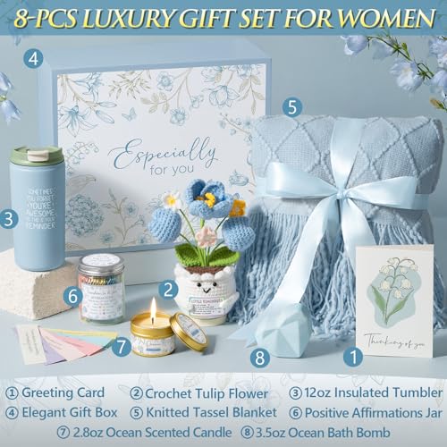 Birthday Gifts for Women Mom Get Well Soon Gift Baskets Self Care Package - color: Blue-ocean