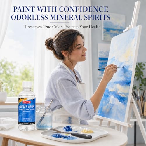 Odorless Mineral Spirits 8.45 Fl Oz, High Purity, Low Odor Solvent for Thinning Oil-Based Paints Cleaning Brushes Tools Oil Paint Thinner Degreasing DIY Crafts Art Projects and Home Maintenance