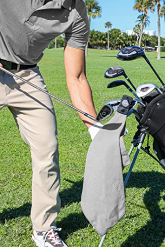 Magnetic Golf Towels for Golf Bags with Clip & Ultra Strong Magnet - Waffle Weave Microfiber Towel for Secure Hold on Bags & Carts - Ideal Club Cleaner & Accessories - Gray - color: Gray