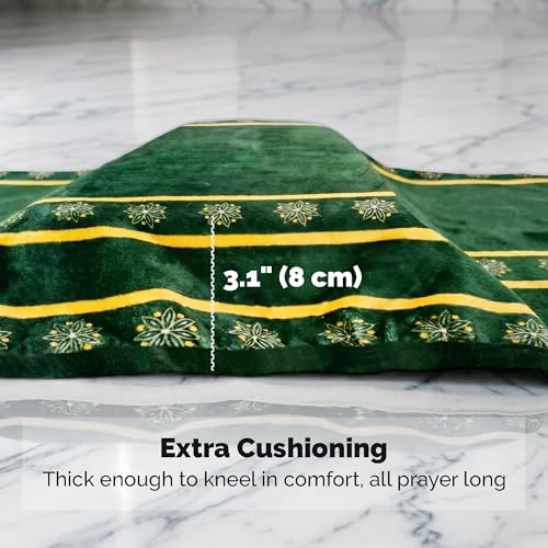 UrmiX Memory Foam Prayer Mat, Knee Support & Quran Reading Rest (Green) - color: Emerald Green