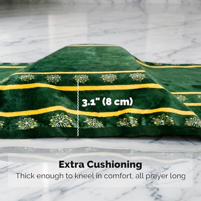 UrmiX Memory Foam Prayer Mat, Knee Support & Quran Reading Rest (Green) - color: Emerald Green