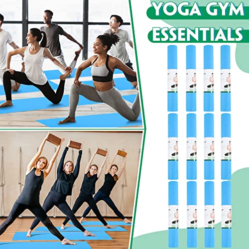 Amylove 12 Pieces Yoga Mats Bulk 68x24x0.12 Inch Exercise Non Slip Fitness Workout Mats for Women Men Home Workout Gym Yoga - color: Light Blue