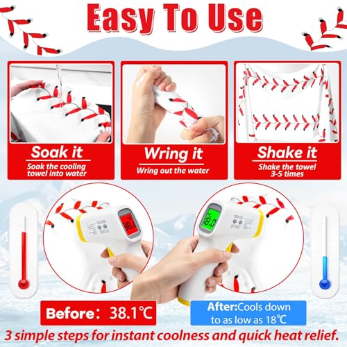 Lonfliness 6Pcs Baseball Cooling Towels with Bags 38x12 in Breathable Chilly Microfiber Ice Towel Fast Drying Sport Team Gift for Player Coach Gym Workout Biking Running Yoga (Baseball) - color: White