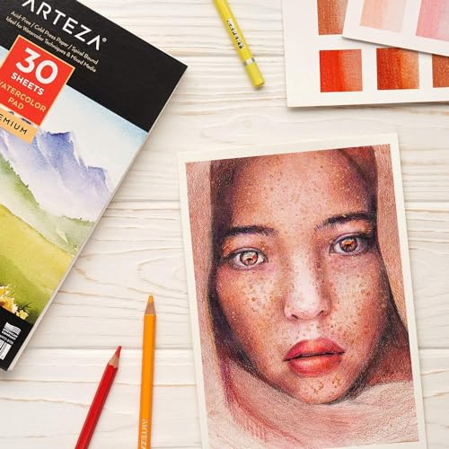 ARTEZA Watercolor Paper, Pack of 3, 30 Sheets Each, 5.5x8.5 Inches Watercolor Pad, 140lb/300gsm, Cold Press, Acid Free Art Paper - color: White