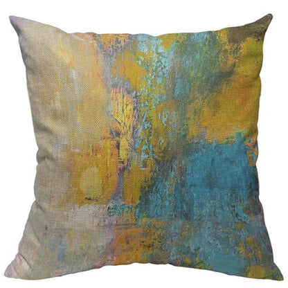 TKS MITLAN Sun Ball in Yellow and Turquoise Pillow Covers 18x18 Inch Abstract Original Painting on Canvas Linen Couch Bed Sofa Car Waist Cushion Cover 18 x 18 inch - color: Sun Ball, size: 18" x 18" (Pack of 1)