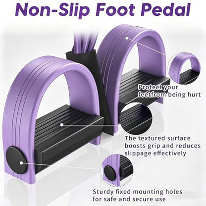 6-Tubes Tension Rope, Multifunction Elastic Yoga Pedal Puller Resistance Band, Natural Latex Tension Rope Fitness Equipment, for Abdomen, Waist, Arm, Leg Stretching Slimming Training - color: Purple