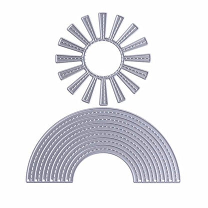 Rainbow Cutting Dies Sun Die Cuts Metal Embossing Stencils Template Mould for Making Card DIY Scrapbooking Photo Album Decorative (Large Size) - style: Sun and Rainbow