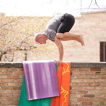 Hugger Mugger Nature Ultra Yoga Mat - Unique Variegated Design, Extra Cushion, Durable, Sticky and Grippy, Stable Non-Slip Surface, Lightweight - color: Purple Mountain