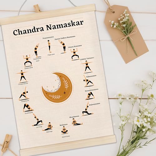 Welshower Boho Chandra Namaskar Yoga Poster Hanger Frame, Moon Salutation Boho Hindu Spiritual Meditation Wall Art Prints Decor for Yoga Room Studio Gym Home Bedroom Therapy Office, 12x16 Inch Set of 2 - color: positive words21