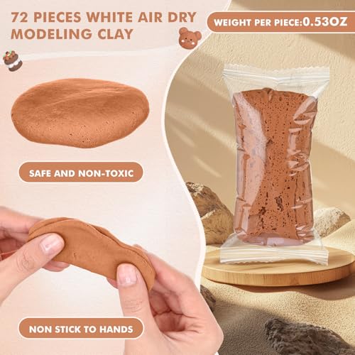 WinnerWhy 72 Pcs Air Dry Clay Bulk 38oz Air Dry Modeling Clay Soft DIY Ultra Light Modeling Clays Magic Foam Crafts for Sculpting Kids Gifts Party School Supplies for Crafts Artisti (Light Brown) - color: Light Brown