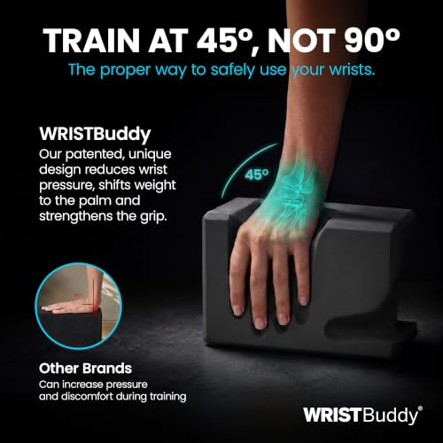 WRISTBuddy® Yoga Blocks 2 Pack, High Density Non-Slip, Hand-Shaped Design | 60% less wrist pressure —patented hand-shaped design eases wrist discomfort for yoga, Pilates, push-ups, planks & handstands. - color: Black
