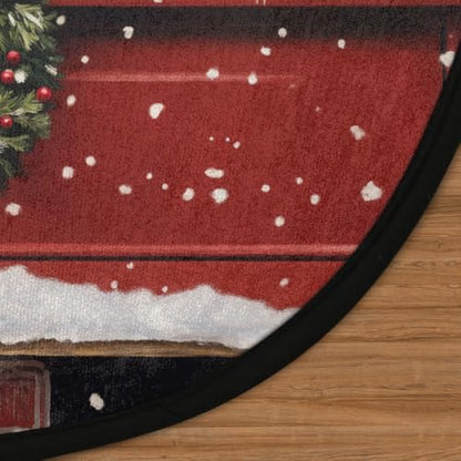 Christmas Red Truck Dog Round Area Rug 3Ft Circle Rugs Carpet Floor Mat - color: Dog, size: 3 ft