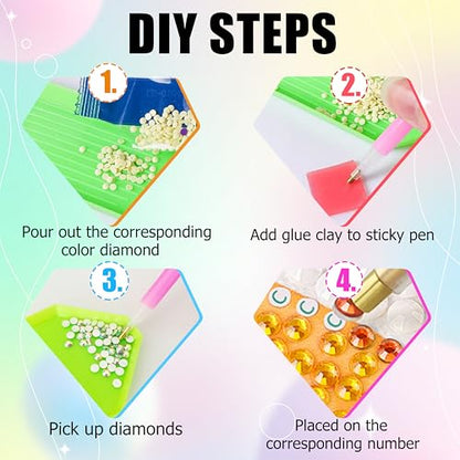 Yunruily 6 Pack Small Diamond Art for Kids - Mini Diamond Painting Kits for Kids,Diamond Art Kits for Kids Ages 4-8-12,Children Gifts and Home Wall 6x6inch - color: cartoon animal