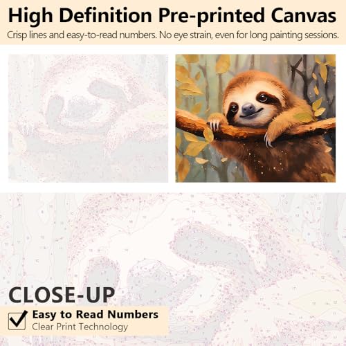 TUMOVO DIY Cute Sloth Paint by Numbers for Adults & Kids - Abstract Animal Wall Art - 16x20 inch Canvas - color: Artwork-06