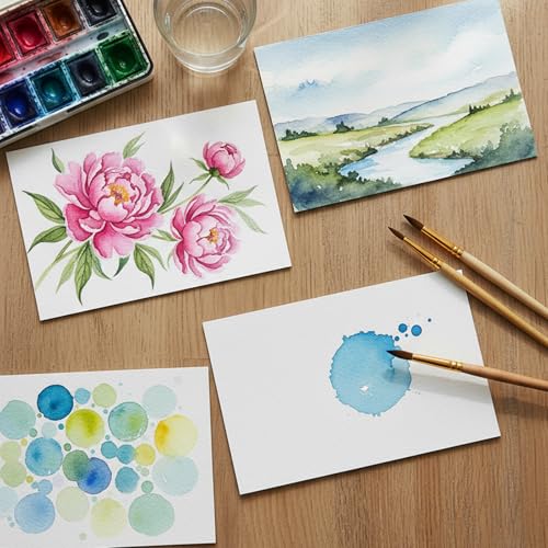 Watercolor Postcards, 75 Count, 4 x 6 Inch, 140 lb 300 GSM Cotton Paper | Postcards Watercolor Paper Cards for Art Supplies Art Painting, DIY, Creative Thank Notes, Mailing, Painting Gift Cards