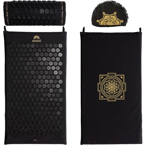 ShaktiMat Classic Acupressure Mat & Neck Pillow Set, Level 1 Intensity in Black, Sustainable & Durable, Relieves Stress & Tension, Promotes Relaxation & Focus