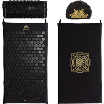 ShaktiMat Classic Acupressure Mat & Neck Pillow Set, Level 1 Intensity in Black, Sustainable & Durable, Relieves Stress & Tension, Promotes Relaxation & Focus
