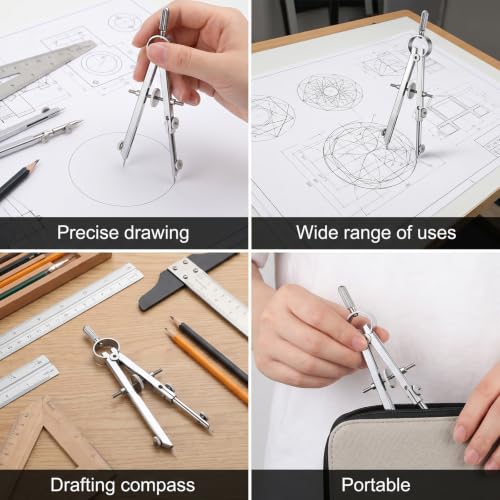 4.3 Inch Spring Divider Caliper, Precision Compass Scribing Tool Adjustable Spring Wing Divider for Clock Maker, Woodworking, Leather Craft, Metalworking, Geometry Drawing, Silver