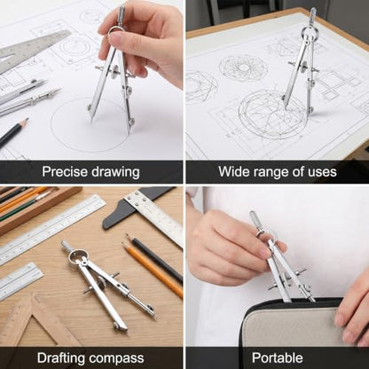 4.3 Inch Spring Divider Caliper, Precision Compass Scribing Tool Adjustable Spring Wing Divider for Clock Maker, Woodworking, Leather Craft, Metalworking, Geometry Drawing, Silver