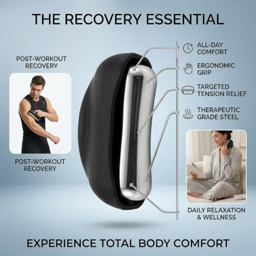 Cooling Massage Roller with Ergonomic Handle for Deep Tissue | Black,360° Easy-Glide Ice Massage Ball for Myofascial Release, Cold Therapy Roller Post-Workout Recovery & Muscle Pain Relief - color: Black