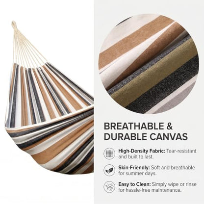 Canvas Hammock 122" Long X 59" Wide 2 Person Hammock 440 pounds Maximum Weight Applicable Scenes in Courtyard Autumn, Indoor Hanging Chairs, Beach Leisure (Black White, Full) - color: Black White