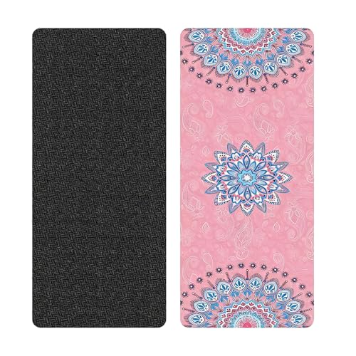 TPE Yoga Mat, 27x72 Inch, 5mm Thick, Non-Slip Surface for Tall People, Pilates, Meditation, Home Workout, Sweat-Resistant - color: Pink