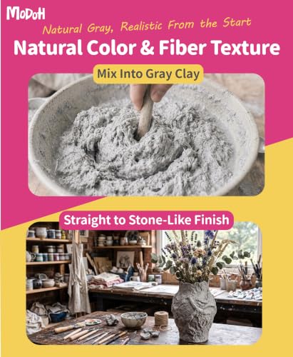 Modoh Paper Mache Clay, Just Add Water – 2 Pack (500g Total), Easy Sculpting Paper Mache Powder for Volcano Projects, School Crafts, DIY Sculpture, Fast Drying, Paintable, Non-Toxic Craft Material - color: Gray