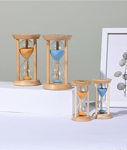 100% Bamboo Sand Timers, Hourglass Sand Timers 15Min, Wooden Sandglass Timer for Toothbrush Timer Games Classroom Home Office Cooking（Blue+15Min） - color: Blue, size: 15Min