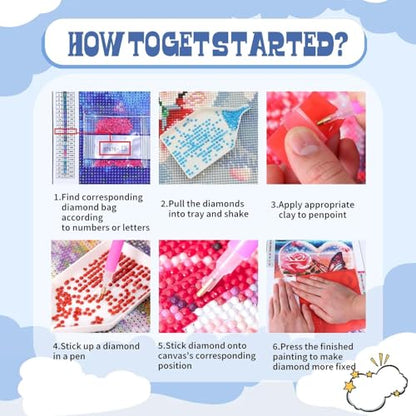 WUDWL Hydrangea Diamond Art Kits for Adult Diamond Painting Kits for Adults | Flower DIY Diamond Painting Kits 5D Diamond Dots Gem Art Crafts with Tools,Round Full Drill 12x16inch - color: DP04738