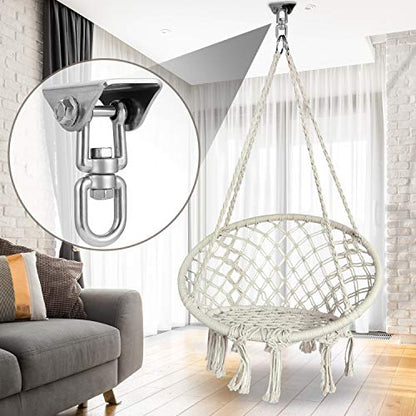 Heavy Duty Stainless Steel Hanging Kit Swing Hangers and Hammock Spring and Swing Swivel Spinner Kglobal Swivel Hook and Locking Snap Hooks for Wooden Sets，tire Swing Swivel, Seat Trapeze Yoga