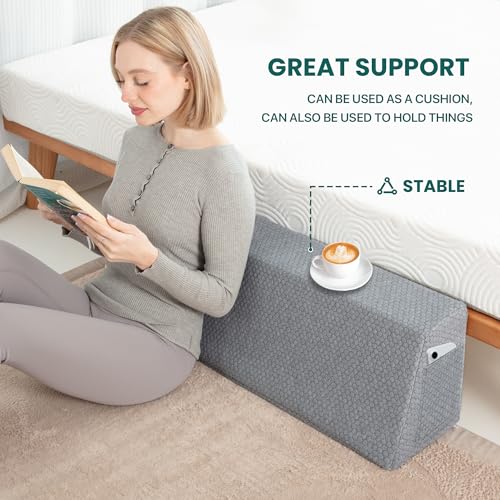 Wedge Bolster Pillow Reading & Gaming Pillow Headboard Wedge Pillow | Gray Twin 36"x9"x12" Ergonomic Memory Foam for Back, Neck, Hip Pain Relief Removable Washable Cover for Bed, Couch, Floor - color: Gray(low), size: Twin