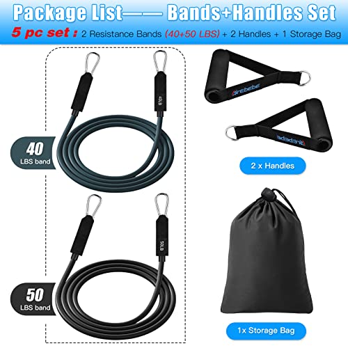 Brebebe Door Anchor Strap for Resistance Bands Exercises, Multi Point Anchor Gym Attachment for Home Fitness, Portable Door Band Resistance Workout Equipment, Easy to Install, Punch-Free, Nail-Free - style: Bands+Handles (40+50 LBS)
