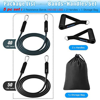 Brebebe Door Anchor Strap for Resistance Bands Exercises, Multi Point Anchor Gym Attachment for Home Fitness, Portable Door Band Resistance Workout Equipment, Easy to Install, Punch-Free, Nail-Free - style: Bands+Handles (40+50 LBS)