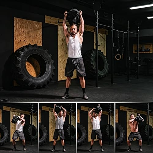 Taeku Fitness Sandbag with Handles, Adjustable Weight Training Bag | 1000D Oxford Fabric, Six Handles, Three Filler Bags, Adjustable Weight, Waterproof, Home Gym & MMA - color: Yellow