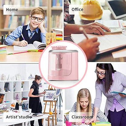 Aogwat Pencil Sharpener Electric Pencil Sharpener for Kids, Blade to Fast Sharpen, Suitable for No.2/School/Classroom/Office/Home (Pink) - color: Pink