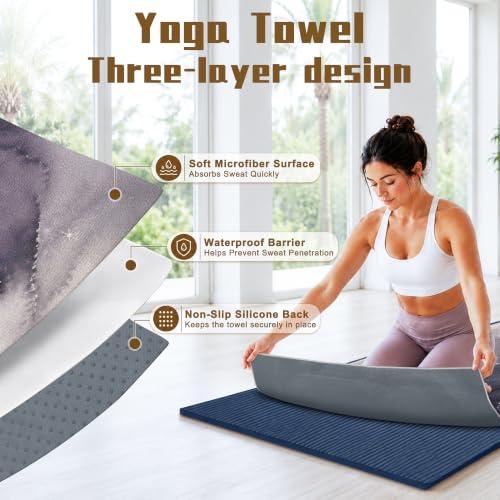 Yoga Mat Towel, Hot Yoga Towel High-Definition Pattern, Machine Washable with Ultra-Absorbent Yoga Towels for Hot Yoga Non Slip for Fitness, Exercise, Pilates, 72 x 27 in, Moon - color: Moon