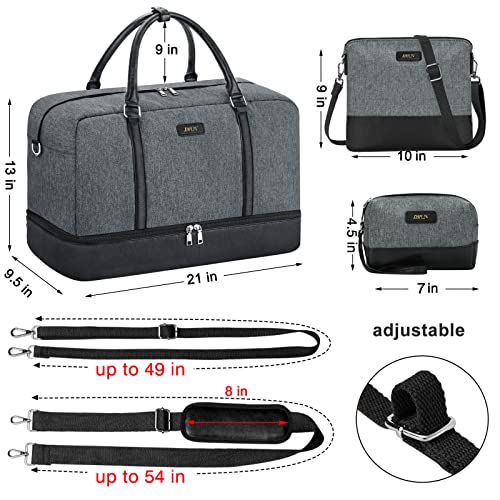 IBFUN Weekender Bags for Women, 21" Travel Duffle Bag with Shoe Compartment - color: B1-Grey