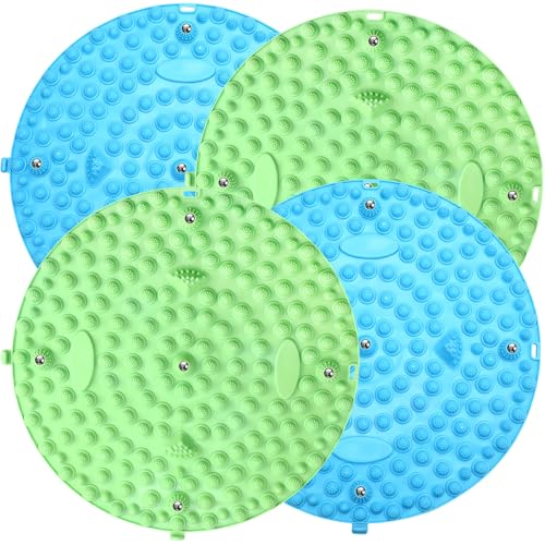 Threlaco 4 Pack Foot Massager Mat Foot Reflexology Pad with Magnetic Relaxation Massage Feet Pressure Point Pad Anti Fatigue Walk Stone Acupoint Mat Particle Portable Massage Tool (Blue and Green) - color: Blue, Green