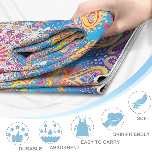 Yoga Towel,Absorbent Yoga Mat Towel for Hot Yoga Non Slip,Stylish Prints,Ideal for Workouts,Hot Yoga,Bikram,Pilates Equipment,72 x 27 in,Rainbow - color: Rainbow