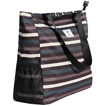 ESVAN LARGE BEACH BAG Water Resistant Lightweight 20 inch Women Oversize Tote Bag for Gym Beach Travel Pool Yoga Nurse - color: B