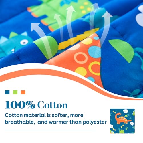 Sivio Cotton Weighted Blanket for Sleeping, 41"x60" 10 lbs, Blue Dinosaur - color: Blue Dinosaur, size: 41"x 60" 10lbs