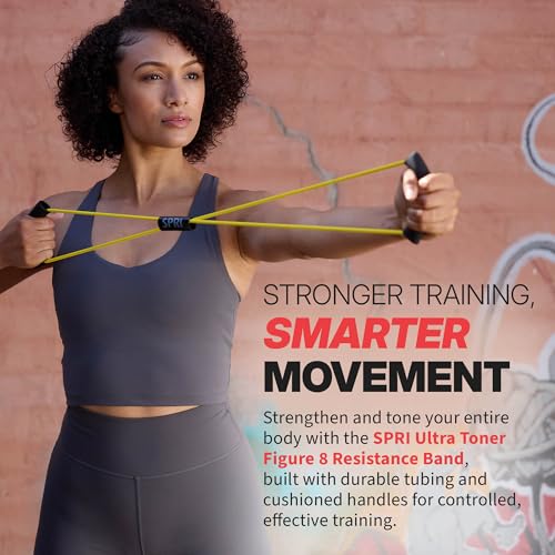 SPRI Ultra Toner Figure 8 Resistance Band with Padded Handles Great for Stretch, Exercise, Fitness Training, Yoga, Resistance Weights, Therapy, Gym or Home Workout Equipment. - size: Medium, style: Medium