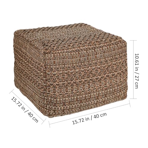 Cabilock Square Pouf Cover Thick Cotton Linen Chair Cushion Cover 15.74 X 15.74 X 10.62 in Indoor Seats Mat Cozy Japanese Style No Filler for Home Seating