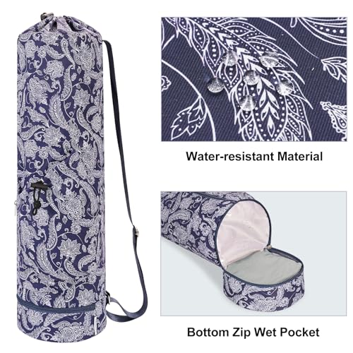 sportsnew Yoga Mat Bag with Water Bottle Pocket & Wet Pocket for Women - color: Phoenix Feather, size: Medium