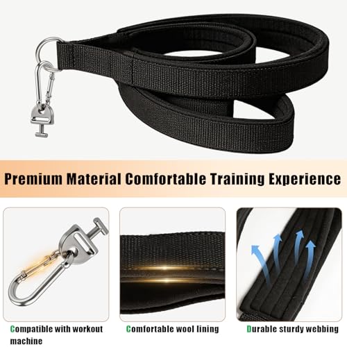 Pilates Loops Compatible with Tonal Smart Home Gym, Double Loop Soft Lined Pilates Straps with T Lock Adapter, W/Snap Hooks - color: Black
